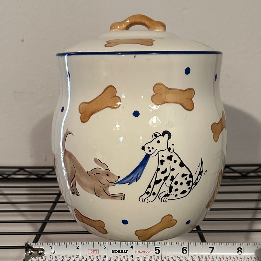 Ceramic Painted Dog Treat Jar with Playful Design